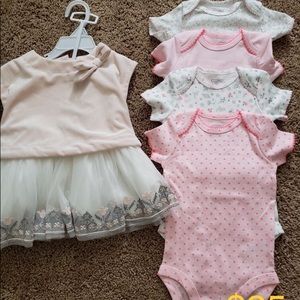 Girls dress and onesies 6-9M